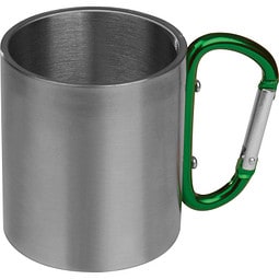 Tasse aus Metall mit Karabinerhaken, grün