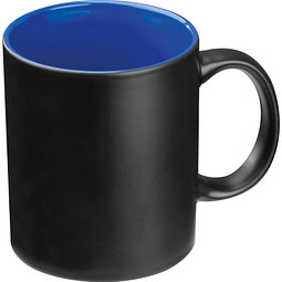 Tasse aussen schwarz, innen farbig, blau
