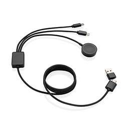 Terra RCS rPET 6-in-1-Ladekabel mit Uhrenladegerät, grau