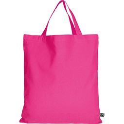 Fairtrade Baumwolltasche mit kurzen Henkeln, pink