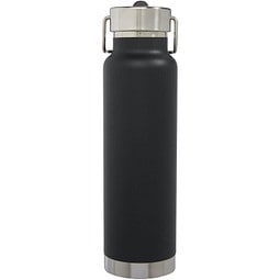 Thor 750 ml Kupfer-Vakuum Sportflasche mit Trinkhalm, schwarz