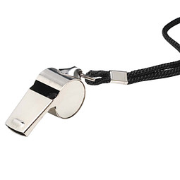 Trillerpfeife Schiri, silber, mit Umhängeband