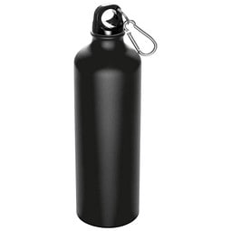 Aluminium-Trinkflasche mit Karabinerhaken, 800 ml, schwarz-matt