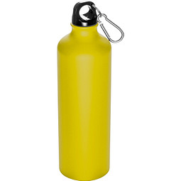 Aluminium-Trinkflasche mit Karabinerhaken, 800 ml, gelb-matt