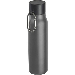 Trinkflasche mit Karabiner, 600ml , anthrazit