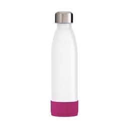 Trinkflasche RETUMBLER-TOULON GLASS, weiß, Sleeve magenta