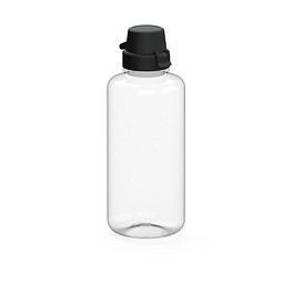 Trinkflasche School, 1 l, RENEW, transparent/schwarz
