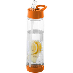 Tutti frutti Tritan Trinkflasche mit Fruchtsieb, 740 ml, transparent weiß,orange