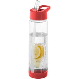 Tutti frutti Tritan Trinkflasche mit Fruchtsieb, 740 ml, transparent,rot