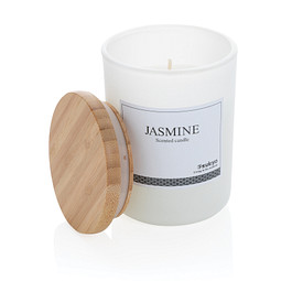 Ukiyo Deluxe parfümierte Kerze mit Bambusdeckel, weiß