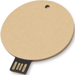 USB-Stick 2.0 rund aus recyceltem Papier, Kraftpapier, 2GB