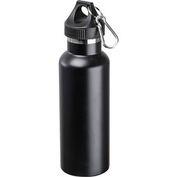 Vakuum Isolierflasche, matt, 750ml mit Karabiner, schwarz