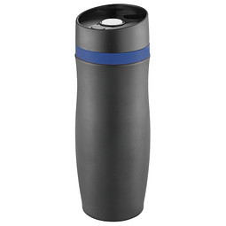 METMAXX® Vakuum-Thermobecher CremaExtensaNero 400 ml, schwarz/blau