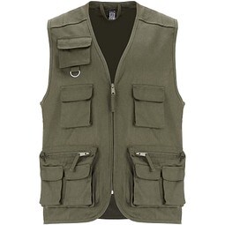 Venera Arbeitsweste mit V-Ausschnitt und mehreren Taschen, 200 g/m2, militärgrün, XL