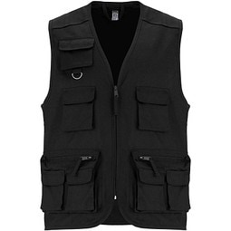 Venera Arbeitsweste mit V-Ausschnitt und mehreren Taschen, 200 g/m2, schwarz, L