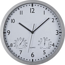 Wanduhr mit Hygro - und Thermometer, weiss