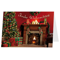 Grußkarte Weihnachten, Motiv Kamin, Danke an Mitarbeiter