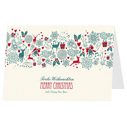 Grußkarte Weihnachten, Motiv Weihnachtsornamente, ohne Innendruck