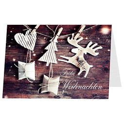 Grußkarte Weihnachten, Motiv Weihnachtsschmuck, ohne Innendruck