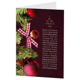 Grußkarte Weihnachten, Motiv Baumschmuck, ohne Innendruck