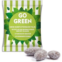 Weihnachtsmandeln im Werbetütchen, transparente kompostierbare Folie, inkl. Druck