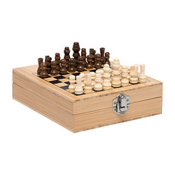 Weinset BAMBOO CHESS mit Schachspiel,braun