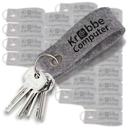 Werbe-Sparset Filz-Schlüsselanhänger 100-tlg., inkl. Druck, grau