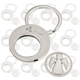 Werbe-Sparset Schlüsselanhänger mit Chip Engel, 100-tlg., inkl. Gravur, silber