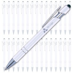 Werbe-Sparset LANCE® Touch-Kugelschreiber Wangerooge, blaue Mine, 90-tlg., inkl. Druck, weiß