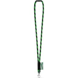 WISBECH. SET Lanyard TUBE Long (Ø 7 mm) mit 9 mm Schnappkarabiner und Ø 7 mm Sicherheitsverschluss, Schwarz/Grün