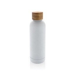 Wood Vakuumflasche aus RCS recyceltem Stainless-Steel, weiß