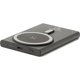 WRIGHT 5. Magnetische Powerbank mit Schnellladefunktion aus recyceltem Aluminium und recyceltem ABS, 5'000 mAh, Schwarz