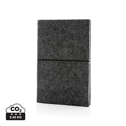 XD COLLECTION A5-Softcover-Notizbuch aus GRS zertifiert recyceltem Filz, schwarz