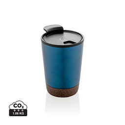 XD COLLECTION GRS rPP Edelstahl-Kaffeebecher mit Kork, blau