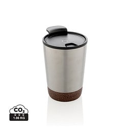 XD COLLECTION GRS rPP Edelstahl-Kaffeebecher mit Kork, silber