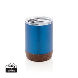 XD COLLECTION Kleine Vakuum-Kaffeetasse aus RCS rSteel & Kork, blau