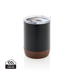 XD COLLECTION Kleine Vakuum-Kaffeetasse aus RCS rSteel & Kork, schwarz
