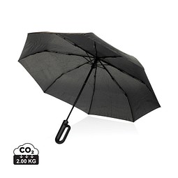 Yara 21“ AWARE™ rPET Regenschirm mit Karabiner, schwarz