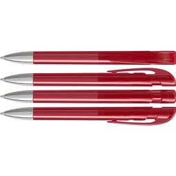 uma® Kugelschreiber YES SI transparent inkl. Metallspitze, rot