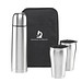 Thermo-Geschenkset in Tasche, Flasche 500 ml, Becher  2x 175 ml, silber