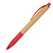 Bambus-Druckkugelschreiber, blaue Mine, Rot