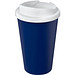 Americano® Eco 350 ml recycelter Becher mit auslaufsicherem Deckel, blau/weiß