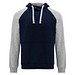 Badet zweifarbiger Kapuzenpullover für Kinder, Navy Blue / heather grau, 7/8