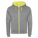 Fuji Kaputzensweatjacke Unisex, heather grau / Fluor Yellow, 2XL