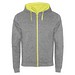 Fuji Kaputzensweatjacke Unisex, heather grau / Fluor Yellow, S