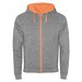 Fuji Kaputzensweatjacke Unisex, heather grau / Fluor Orange, S