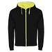 Fuji Kaputzensweatjacke Unisex, schwarz / Fluor Yellow, S