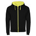 Fuji Kaputzensweatjacke Unisex, schwarz / Fluor Yellow, XL