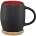 Hearth Keramiktasse mit Holz Deckel Untersetzer, 400 ml, schwarz/rot