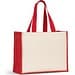 HELSINQUE COLOUR. Tasche aus Canvas (320 g/m²), mit Boden und Seiten aus farbig laminierter Jute (350 g/m²), Rot
